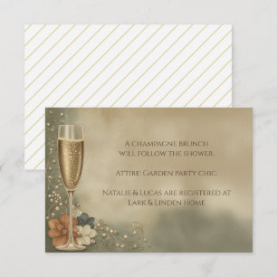 Champagne Bruiloftsfeest voor Koppels met Bloemend Informatiekaartje