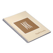 Champagne & Bruine Kleur Monogram Professioneel Notitieboek (Rechterzijde)