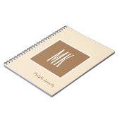 Champagne & Bruine Kleur Monogram Professioneel Notitieboek (Linkerzijde)