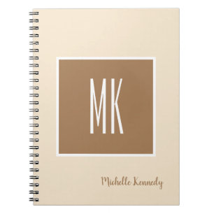 Champagne & Bruine Kleur Monogram Professioneel Notitieboek