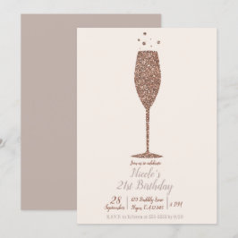 Champagne Bruisend Chic Roze Goud Verjaardagsfeest Kaart