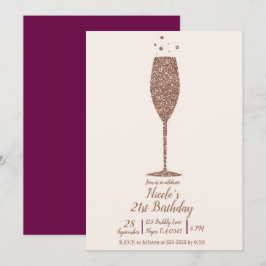 Champagne Bruisend Chic Roze Goud Verjaardagsfeest Kaart