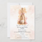 Champagne Bruisend & Gouden Glitter Bruiloftsfeest Kaart (Voorkant)