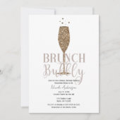 Champagne Bruisend Roze Beige Bruidsfeest Brunch Kaart (Voorkant)