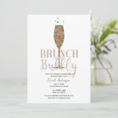 Champagne Bruisend Roze Beige Bruidsfeest Brunch Kaart (Staand voorkant)
