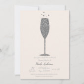 Champagne Bruisend Zilver Bruiloftsborrel Brunch Kaart (Voorkant)
