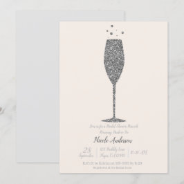 Champagne Bruisend Zilver Bruiloftsborrel Brunch Kaart