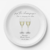 Champagne bruisende bruiloftsshower papieren bordje (Voorkant)