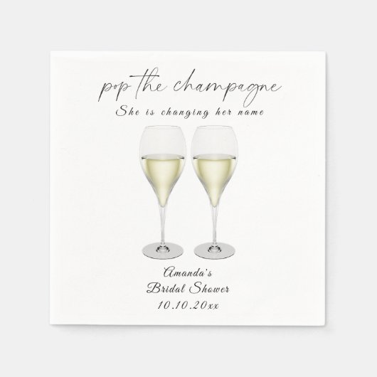 Champagne bruisende bruiloftsshower servet (Voorkant)