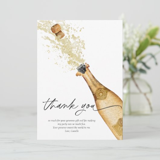 Champagne Bruisende Verjaardag Bedankt Kaart (Staand voorkant)