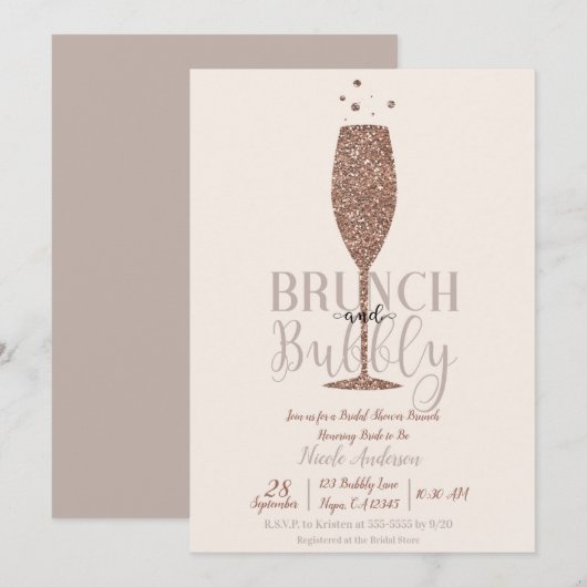 Champagne Brunch Borrel Bruidsfeest Brunch Kaart (Voorkant / Achterkant)