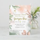 Champagne brunch bridal shower invitation kaart (Staand voorkant)