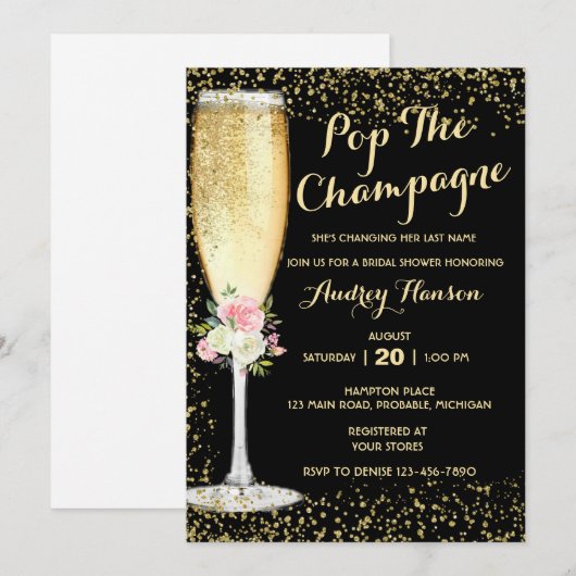 Champagne Brunch Bridal Shower Kaart (Voorkant / Achterkant)