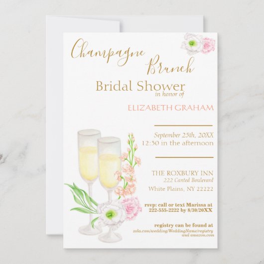 Champagne Brunch Bridal Shower Kaart (Voorkant)