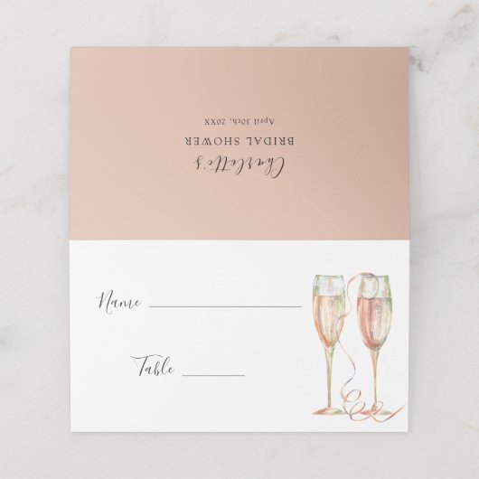 Champagne Brunch & Bubbelige Bruidsfeest Plaatskaartje (Buitenkant ongevouwen)