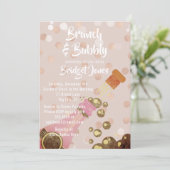 Champagne Brunch & Bubble Bridal Shower Invitation Kaart (Staand voorkant)