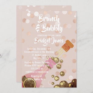 Champagne Brunch & Bubble Bridal Shower Invitation Kaart