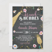 Champagne Brunch & Bubble Bridal Shower Invitation Kaart (Voorkant)