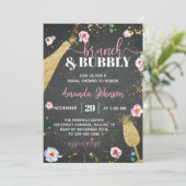 Champagne Brunch & Bubble Bridal Shower Invitation Kaart (Staand voorkant)