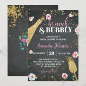 Champagne Brunch & Bubble Bridal Shower Invitation Kaart (Voorkant / Achterkant)