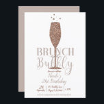 Champagne Brunch & Bubble Roos Gold Birthday Party Kaart<br><div class="desc">Aanpassen voor elke gebeurtenis.</div>