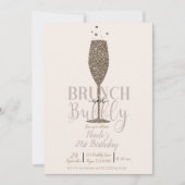 Champagne Brunch & Bubbly Gold Verjaardagsfeestje Kaart (Voorkant)