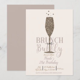 Champagne Brunch & Bubbly Gold Verjaardagsfeestje Kaart