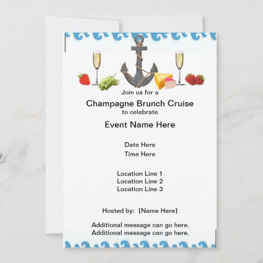 Champagne Brunch Cruise Invites Kaart (Voorkant)