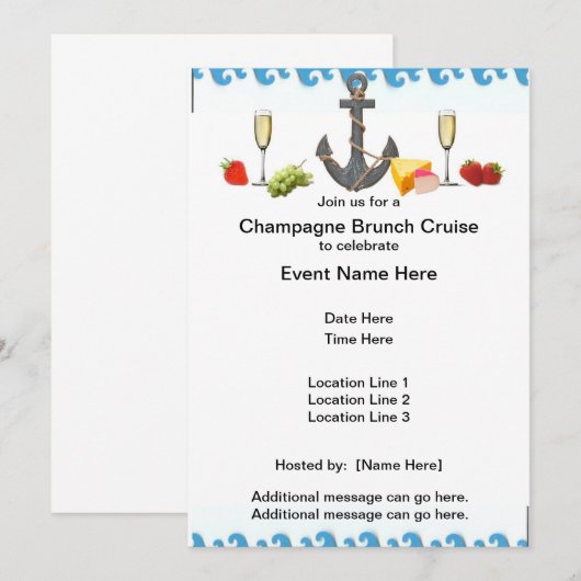 Champagne Brunch Cruise Invites Kaart (Voorkant / Achterkant)