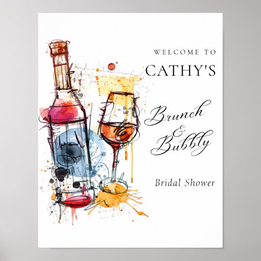 Champagne brunch en bruidsshower met bubbels  poster (Voorkant)