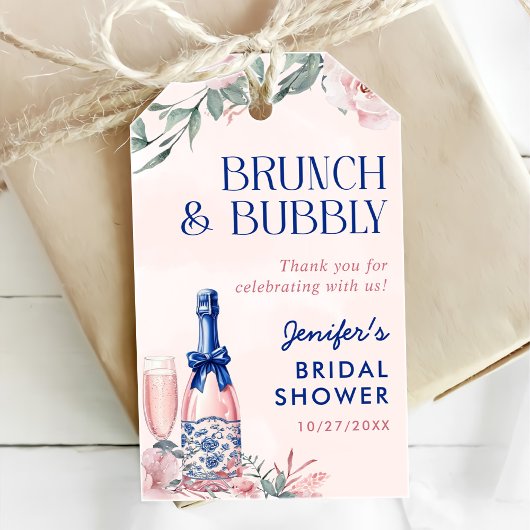 Champagne brunch en bruiloft met bubbels cadeaulabel