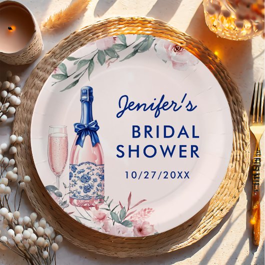 Champagne brunch en bruiloft met bubbels papieren bordje