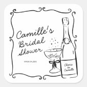 Champagne Brunch en Bruiloft met bubbels Vierkante Sticker (Voorkant)