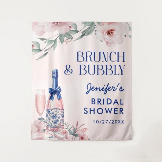 Champagne brunch en bruiloft met bubbels wandkleed (Voorkant)