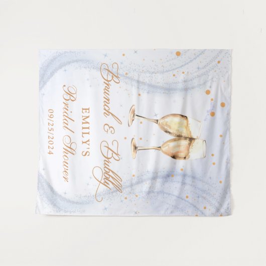 Champagne brunch en bruiloftsborrel met bubbels wandkleed (Voorkant (horizontaal))