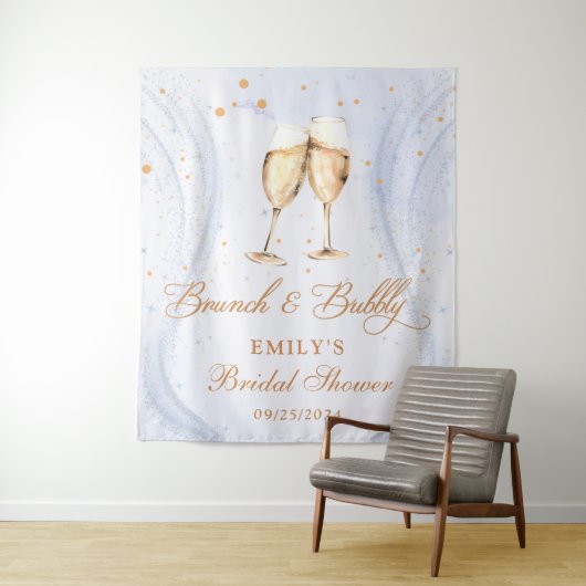 Champagne brunch en bruiloftsborrel met bubbels wandkleed (In situ)