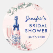 Champagne Brunch en Bruisende Bruidsbruiloft Ronde Sticker (Voorkant)