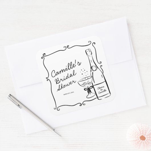 Champagne Brunch en Bruisende Bruidsfeest Vierkante Sticker (Envelop)