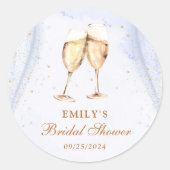 Champagne Brunch en Bruisende Bruiloft Borrel Ronde Sticker (Voorkant)