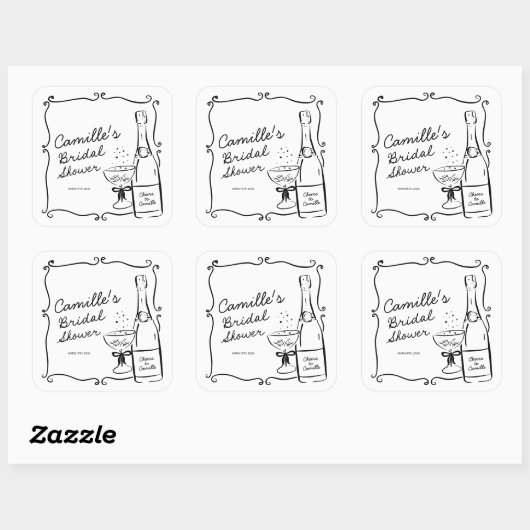 Champagne Brunch en Bruisende Bruiloft Feest Vierkante Sticker (Vel)