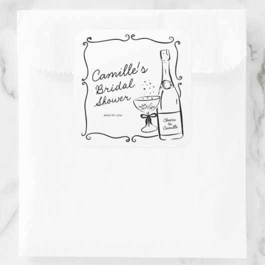 Champagne Brunch en Bruisende Bruiloft Feest Vierkante Sticker (Tas)