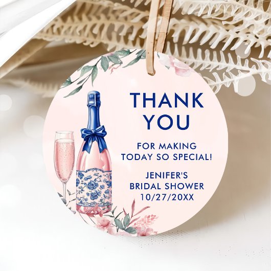 Champagne brunch en bruisende bruiloftsdouche bedankjes labels