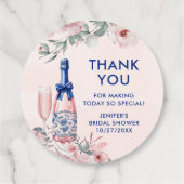 Champagne brunch en bruisende bruiloftsdouche bedankjes labels (Achterkant)