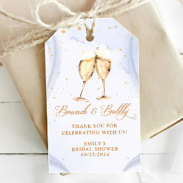 Champagne brunch en bruisende bruiloftsdouche cadeaulabel