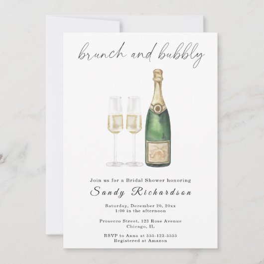 Champagne Brunch en Bruisende Bruiloftsdouche Kaart (Voorkant)