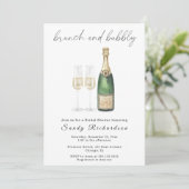 Champagne Brunch en Bruisende Bruiloftsdouche Kaart (Staand voorkant)