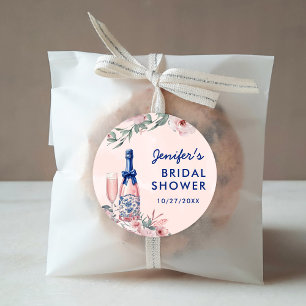 Champagne brunch en bruisende bruiloftsdouche ronde sticker