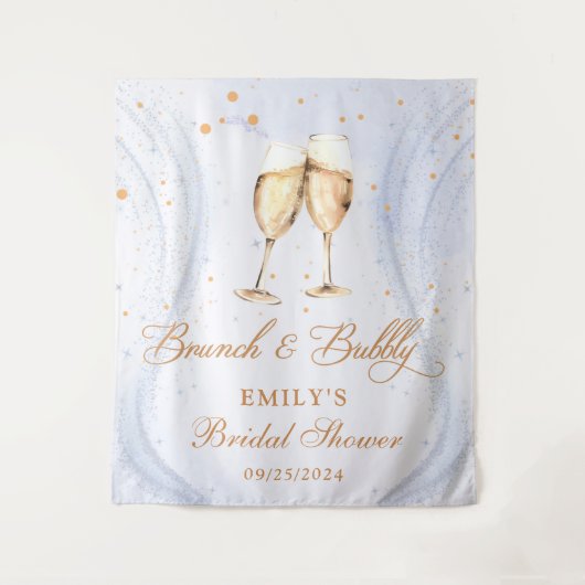 Champagne brunch en bruisende bruiloftsdouche wandkleed (Voorkant)