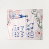 Champagne brunch en bruisende bruiloftsdouche wandkleed (Voorkant (horizontaal))