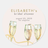 Champagne brunch en bubbels vrijgezellenfeest ronde sticker (Voorkant)